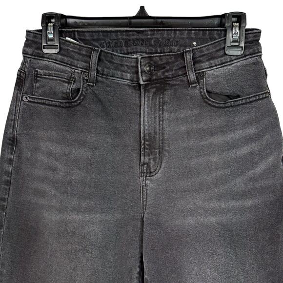 American Eagle SZ 4 Mom Jeans High-Rise Stretch Zip-Fly Pockets Gray Wash - Picture 2 of 11